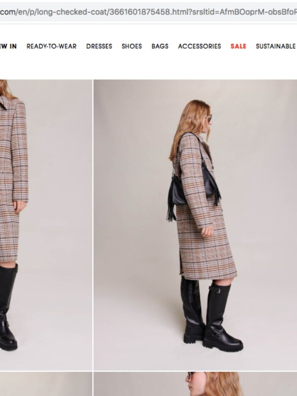 Maje Paris Long Plaid Checked Belted Brown Trench Coat FR 38 S/M Like New - Picture 16 of 16